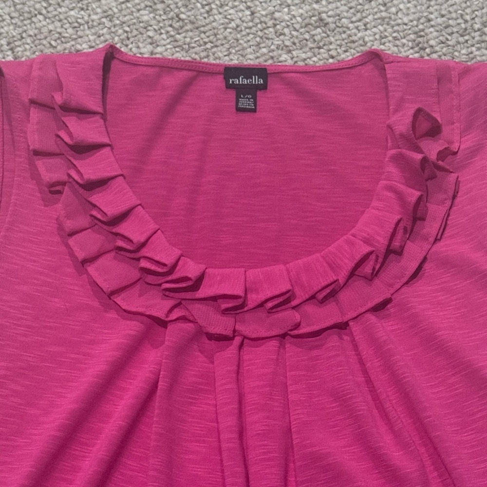 Rafaella Fuchsia Ruffle Neck Tank Top - Picture 2 of 3